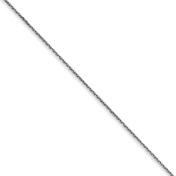 0.65mm 14k White Gold Diamond Cut Cable Chain Necklace 18 Inch